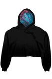 women crop fleece hoodie - black