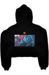 women crop fleece hoodie - black