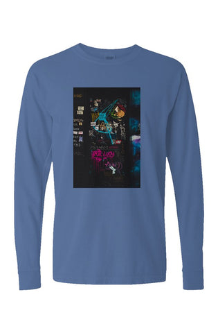 blue Pigment Dyed Heavyweight Long Sleeve T Shirt