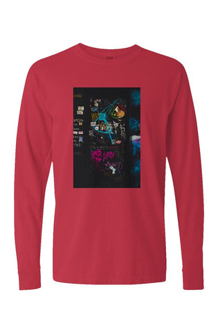 red Pigment Dyed Heavyweight Long Sleeve T Shirt