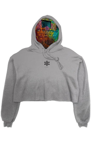 women crop fleece hoodie - gray
