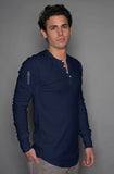 long sleeve henley - limited ed. blue